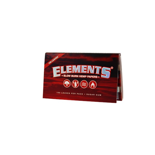 Elements Single Wide Red Hemp Rolling Papers - Double Pack