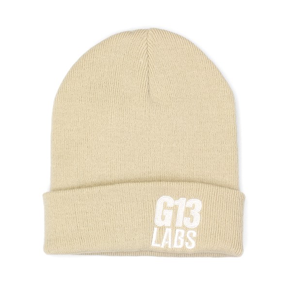 G13 Labs Cuff Beanie Side Trademark Embroidery Sand