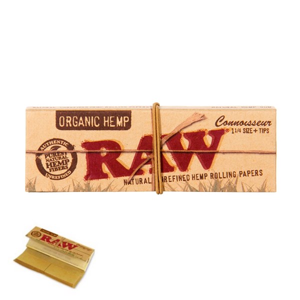 RAW Organic Hemp Range - Connoisseur 1 1/4 Papers with Tips