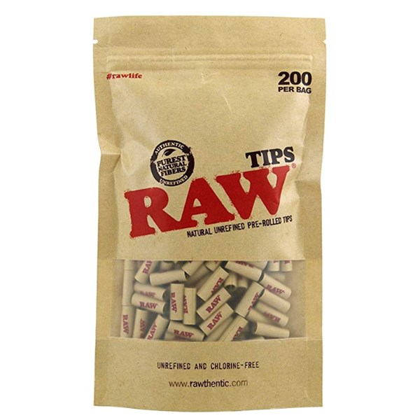 RAW Classic Range - Natural Unrefined Pre-Rolled Filter Roach Tips ( x 200) 