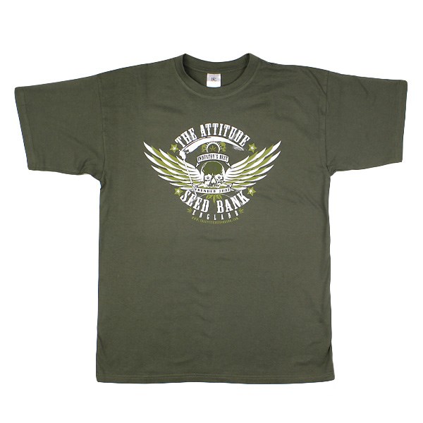 The Attitude Seedbank T-Shirt Khaki - Biker Patch
