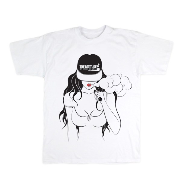 The Attitude Smoking Lounge T-shirt White - Vape Girl