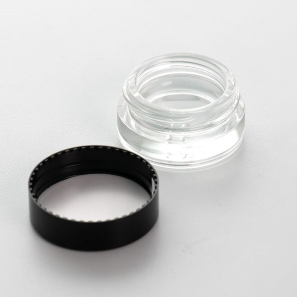 Clear Glass Container with Black Lid