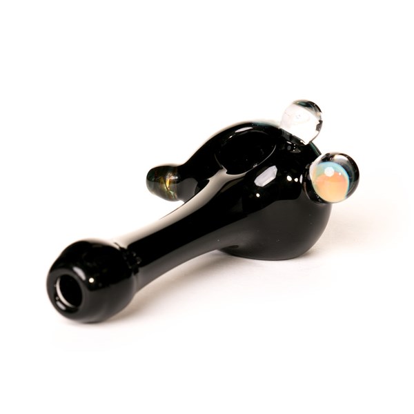 Amsterdam Glassworx Black Glass Spoon Pipe with Switchback