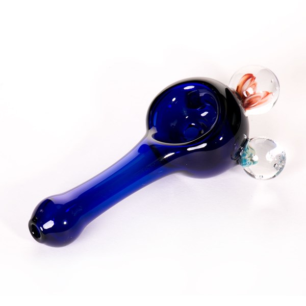 Amsterdam Glassworx Blue Glass Spoon w/ Bubbles Pipe