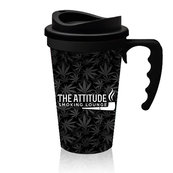 The Attitude Smoking Lounge & The Attitude Seedbank Thermal Coffee Mug - Black Leaves