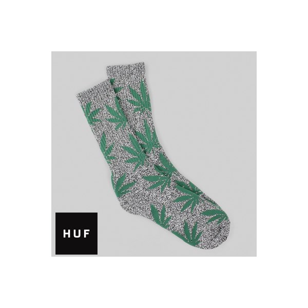 HUF Plantlife Crew Socks Black Heather Green