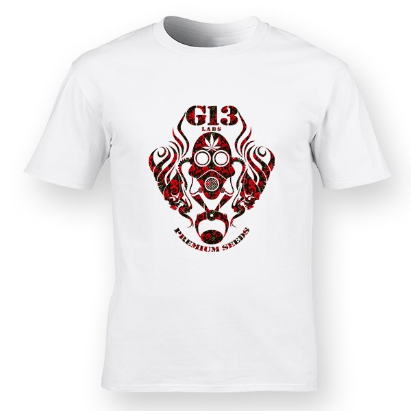 G13 Labs T-shirt White - Gas Mask Logo Roses