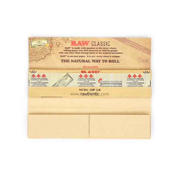 RAW Rolling Papers Classic Connoisseur King Size Slim Papers with Tips 