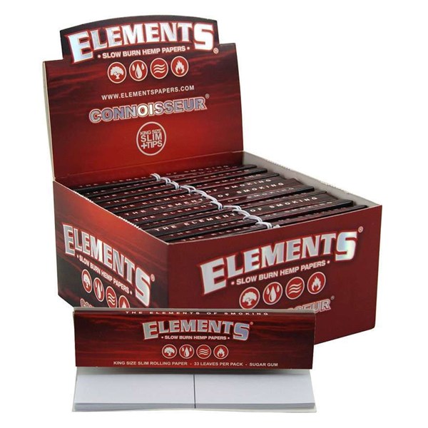 Elements Connoisseuer Kingsize Slim Hemp Red Papers & Tips