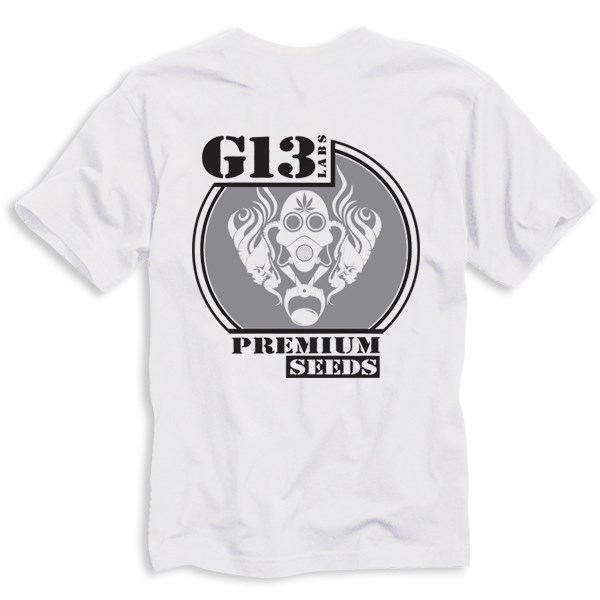 G13 Labs T-shirt White - Grey Circle Gas Mask Logo