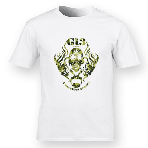 G13 Labs T-shirt White - Gas Mask Logo Camo