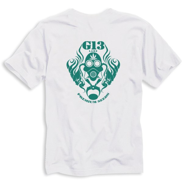 G13 Labs T-shirt White - Green Gas Mask Logo