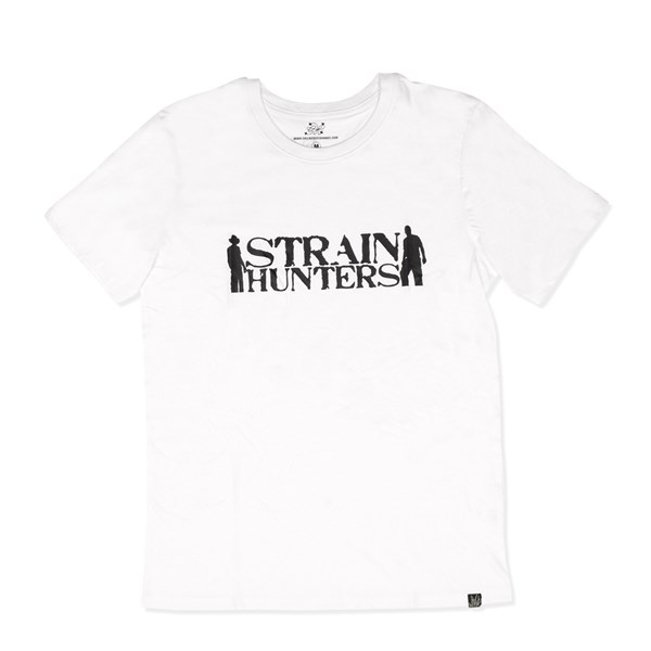 Green House Clothing T-Shirt - Strain Hunters Logo White/Black (ATS028)