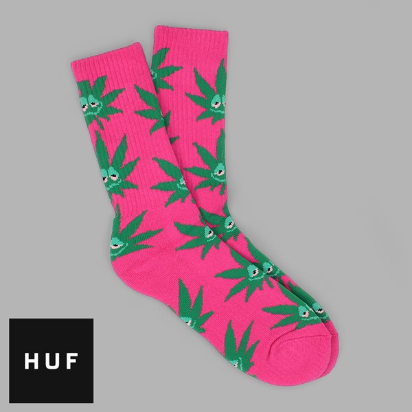 HUF Cannabis Leaf Socks, Pink Green