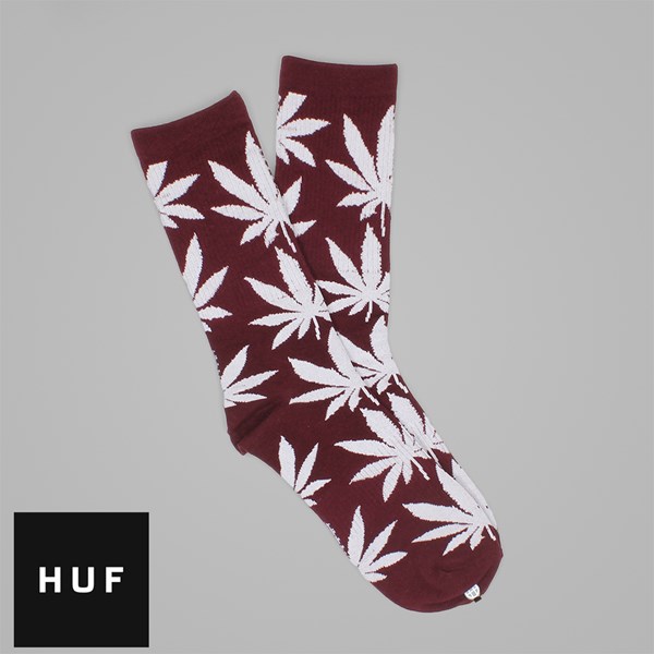 HUF Plantlife Crew Socks Burgundy White