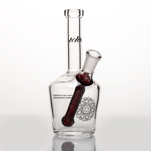 iDab Glass Dichro Small Worked Stem Bottle Rig (10mm Female Joint) - Magenta Dichro