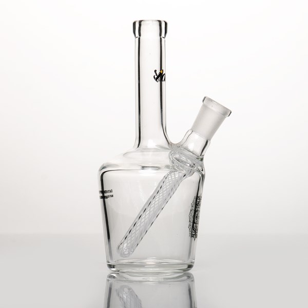 iDab Glass Small Worked Stem Bottle Rig (10mm Female Joint) - White Chello