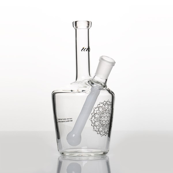 iDab Glass Medium Worked Stem Bottle Rig (14mm Female Joint) - Solid White
