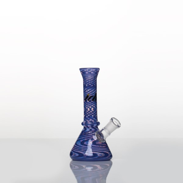 iDab Glass Small Worked Tube Rig (10mm Female Joint) - Purple Chello Waves