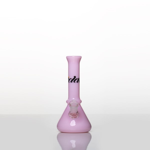 iDab Glass Small Worked Tube Rig (10mm Female Joint) - Solid Pink