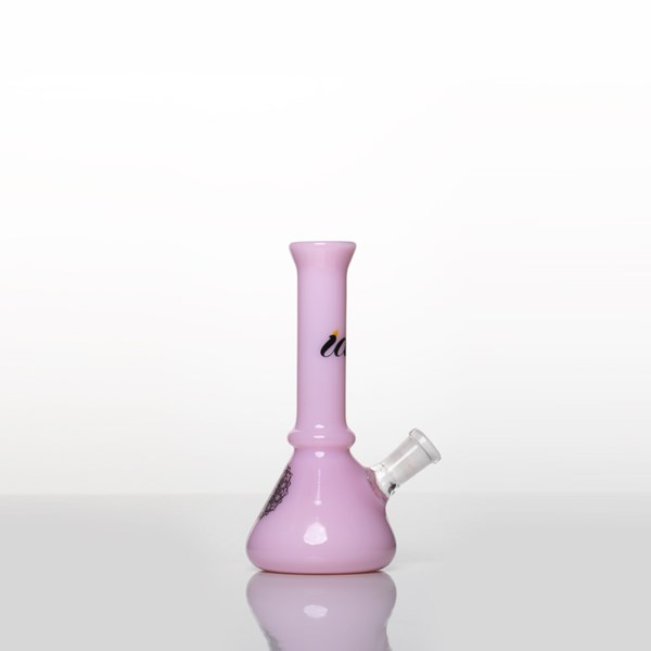 iDab Glass Small Worked Tube Rig (10mm Female Joint) - Solid Pink