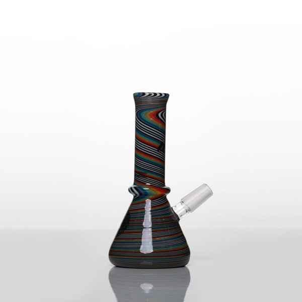 iDab Glass Medium Worked Tube Rig (14mm Male Joint) - Jail House Rainbow