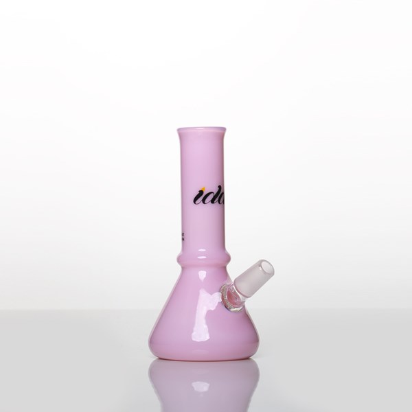 iDab Glass Medium Worked Tube Rig (14mm Male Joint) - Solid Pink