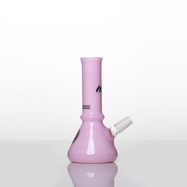 iDab Glass Medium Worked Tube Rig (14mm Male Joint) - Solid Pink