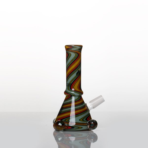 iDab Glass Medium Worked Tube Rig with Opals (14mm Male Joint) - Fire Earth
