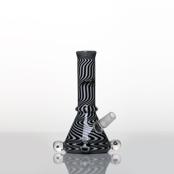iDab Glass Medium Worked Tube Rig with Opals (14mm Male Joint) - Jail Bird