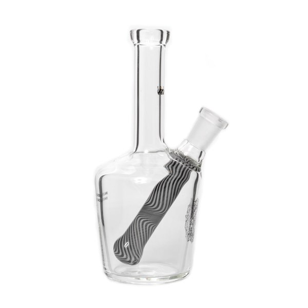 iDab Glass Small Black & White Worked Stem Bottle Rig (10mm Female Joint)
