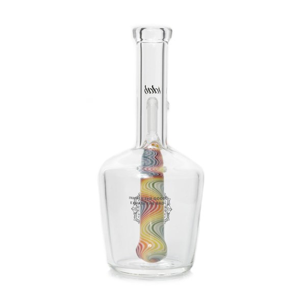 iDab Glass Small Worked Stem Bottle Rig (10mm Female Joint) - Rainbow