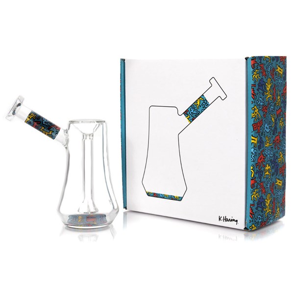 Keith Haring Glass Bubbler - Blue