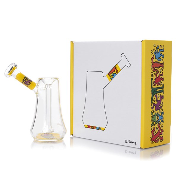 Keith Haring Glass Bubbler - Yellow
