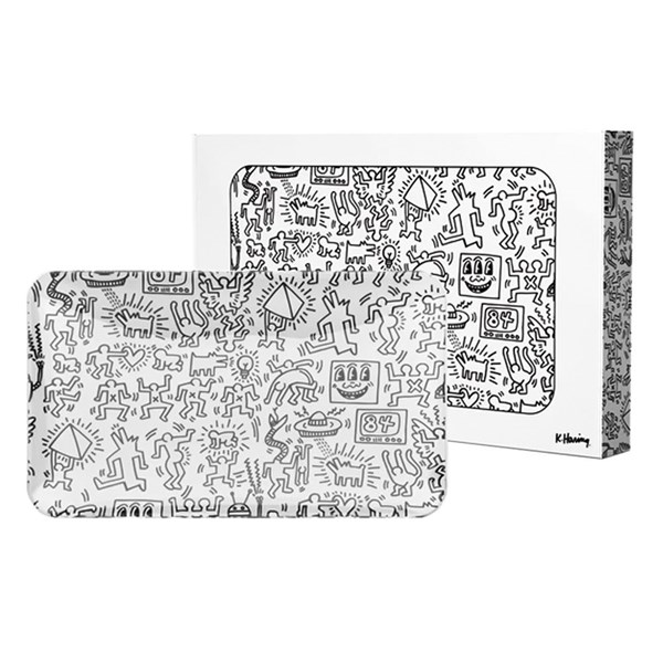 Keith Haring Glass Rolling Tray - Black & White