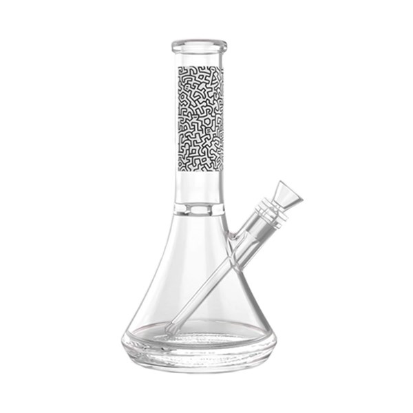 Keith Haring Glass Water Pipe - Black & White