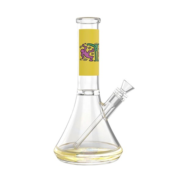 Keith Haring Glass Water Pipe - Yellow