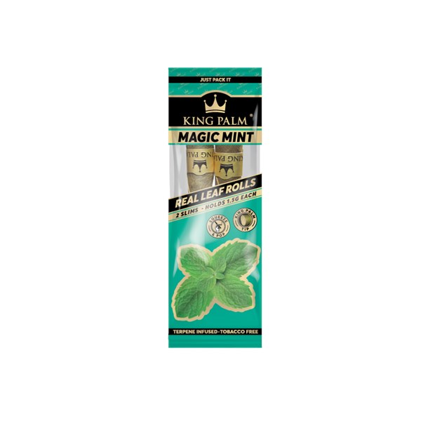 King Palm Rolls Natural Leaf SLIM Rolls Magic Mint (2 Pack)