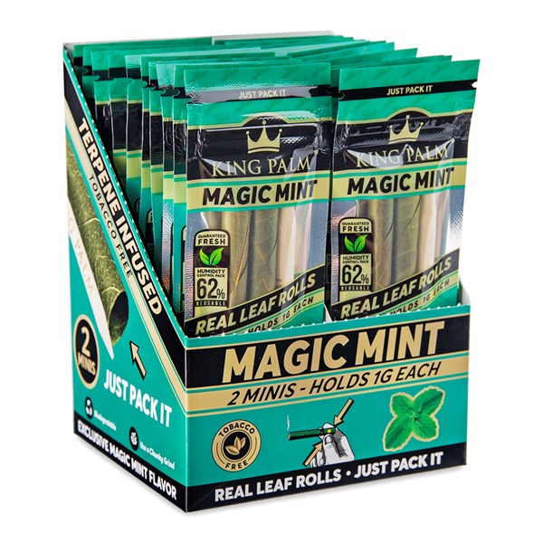 King Palm Rolls Natural Leaf MINI Rolls Magic Mint (2 Pack)