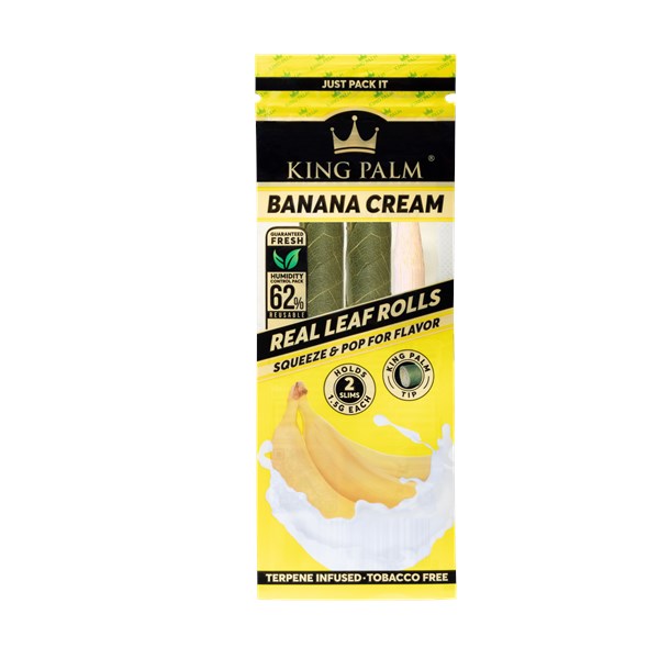 King Palm Rolls Natural Leaf SLIM Rolls Banana Cream (2 Pack)