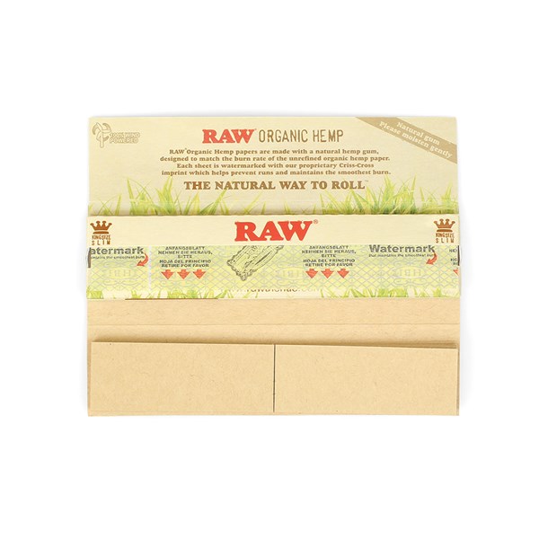 RAW Organic Hemp Range - Connoisseur King Size Slim Papers with Tips