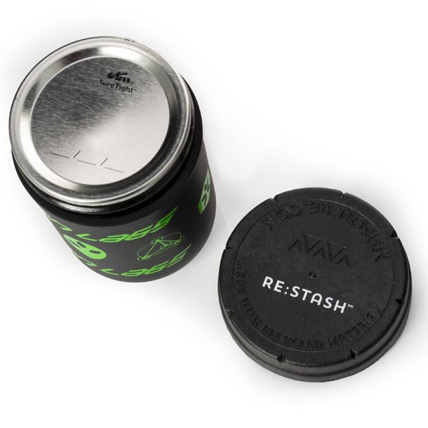 Re:Stash & Alien Labs Mason Stash Jar - Black & Green
