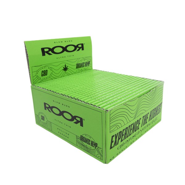 Roor Papers Rolling Papers - CBD Gum Organic Hemp Ultra Thin Slim Papers (Green)