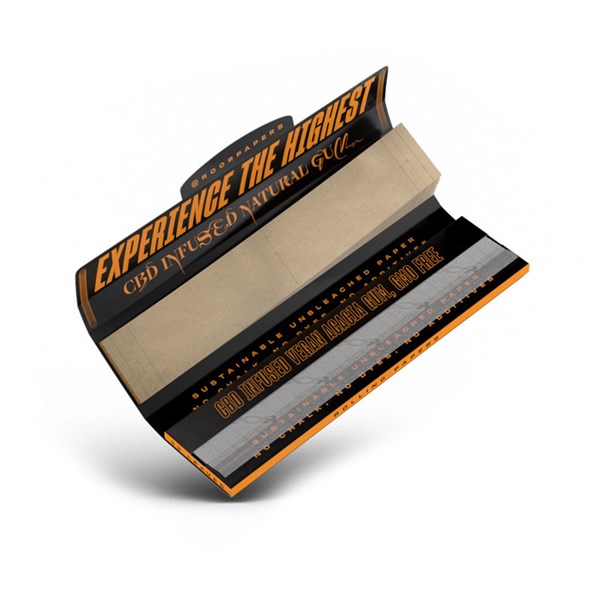 Roor Papers Rolling Papers & Tips - CBD Gum Unbleached Organic Ultra Thin Slim Papers & Tips (Orange)
