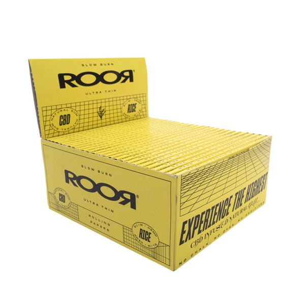 Roor Papers Rolling Papers - CBD Gum Organic Rice & Hemp Ultra Thin Slim Papers (Yellow)