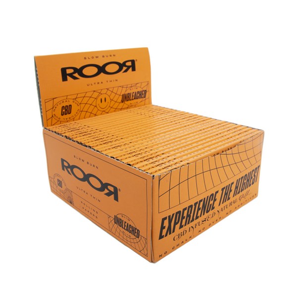 Roor Papers Rolling Papers - CBD Gum Unbleached Organic Ultra Thin Slim Papers (Orange)