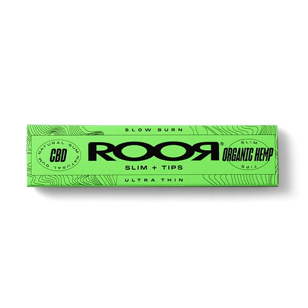 Roor Papers Rolling Papers & Tips - CBD Gum Organic Hemp Ultra Thin Slim Papers & Tips (Green)