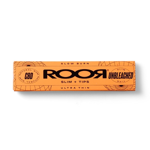 Roor Papers Rolling Papers & Tips - CBD Gum Unbleached Organic Ultra Thin Slim Papers & Tips (Orange)