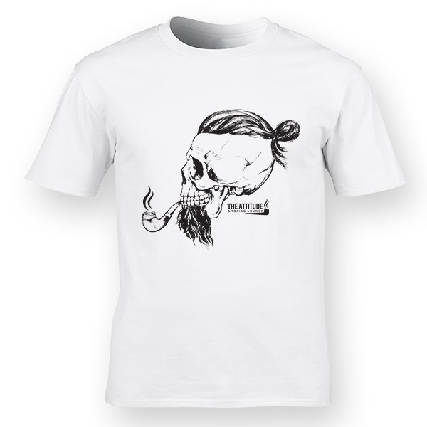 The Attitude Smoking Lounge Skull T-shirt - White